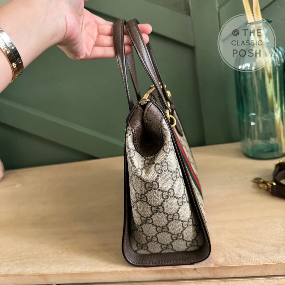 EUC GUCCI SUPREME SMALL SHOULDER CANVAS TOTE BAG - Picture 4 of 14